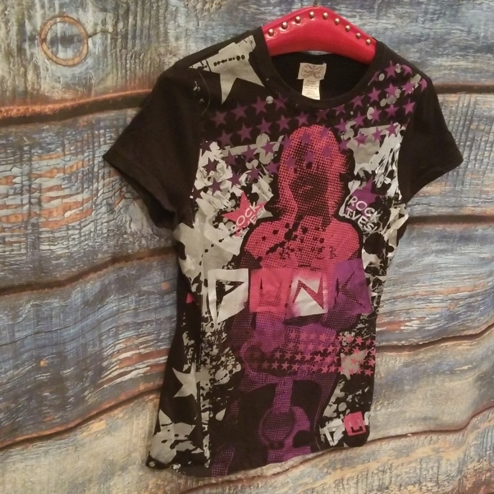 NWT NEVER WORN eyelash "Punk Rock" Band Tee! - Picture 5 of 6